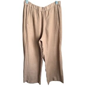 Velvet by Graham & Spencer Women’s M Linen Wide Leg Pants Brown Relaxed Fit FLAW
